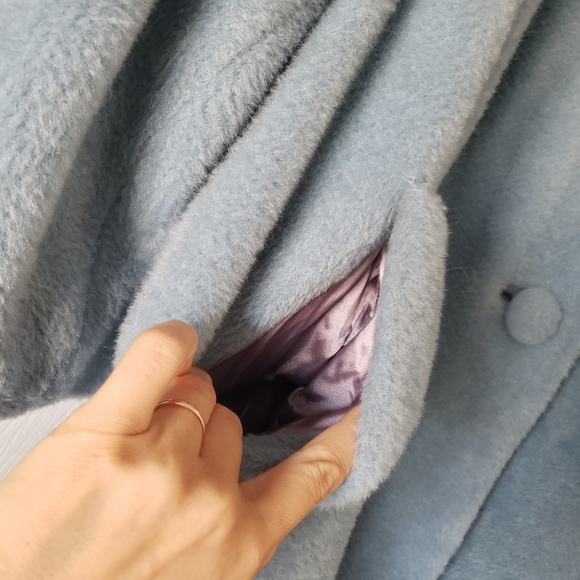 1960s Vintage Baby Blue Lilli Ann Car Swing Coat Fur Collar - Picture 8 of 12